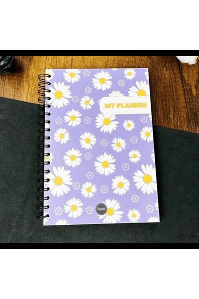 hediyeofisi Μωβ Daisy Design Spiral Talking Agenda Ετήσιο Σημειωματάριο Σχεδιασμού