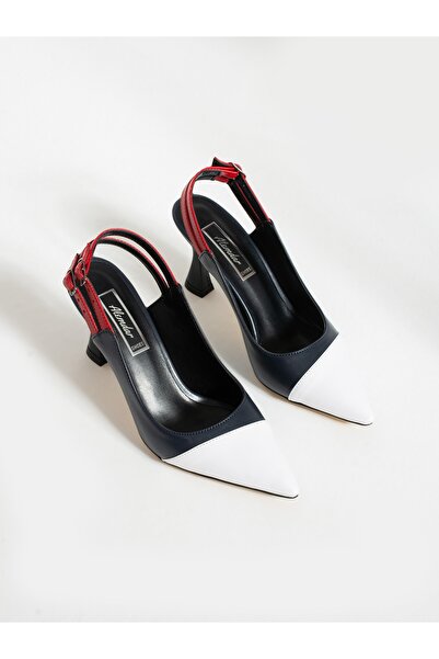Alemdar Shoes MORIS White-Navy Blue Heeled Women's Shoes