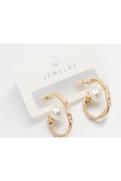 Bujiteri hagpay Trend Hoop Earrings with Pearls Gold