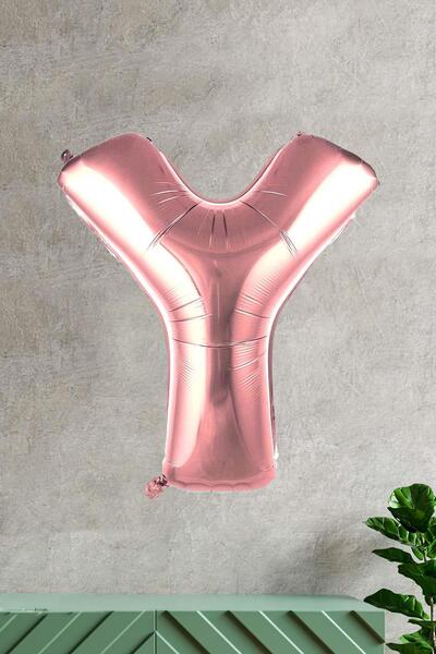 PEKSHOP بالون حرف Y من رقائق الذهب الوردي مقاس 100 سم و40 بوصة وطول 1 متر