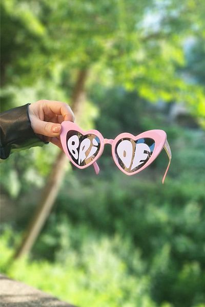 PEKSHOP Bride Written Pink Heart Photo Shoot Accessory Sunglasses