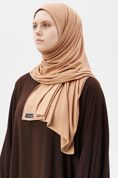 Altobeh Hijab Χτενισμένο Βαμβακερό Σάλι Απλό Camel