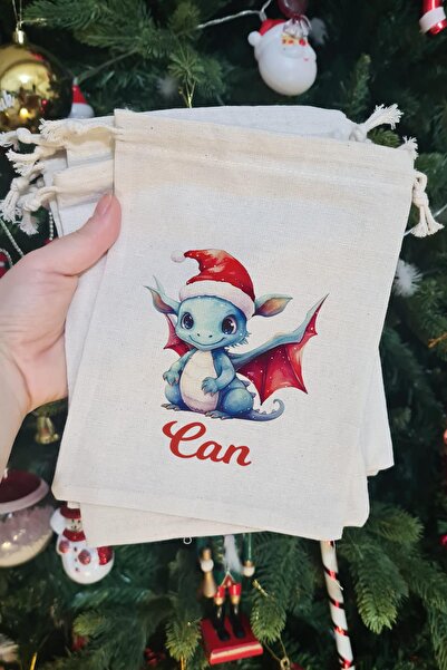 PEKSHOP İsme Özel Noel Baba Şapkalı Dragon Ejderha Mutlu Yıllar Yazılı Yılbaş...