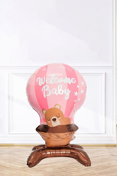 PEKSHOP Standing Welcome Baby Pink Foil Balloon Baby Shower Balloons 90cm