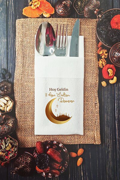 PEKSHOP منديل ترحيب من القماش 11 شهر سلطان رمضان منديل جيب 6 قطع