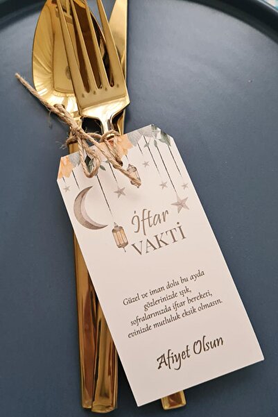 PEKSHOP Ramazan Sofra Süsü Çatal Bıçak İpli Kart Süsler 10lu Paket