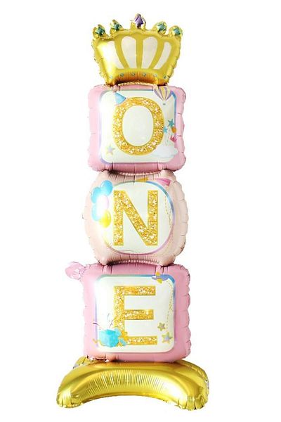 PEKSHOP Footed One Written PINK Color Foil Balloon 110 cm