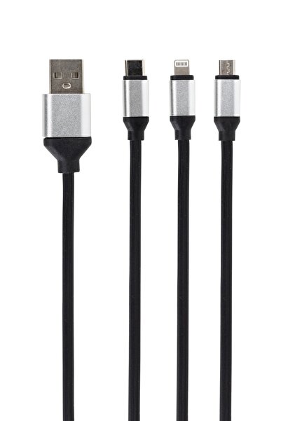 Ithink Silver 3in 1 Çoklu Şarj Kablosu Siyah