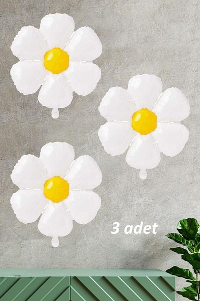 PEKSHOP 3 Pieces Daisy Foil Balloons Small Size