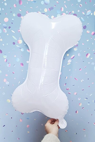 PEKSHOP Kemik Folyo Balon Kemik Şekilli Balon Beyaz