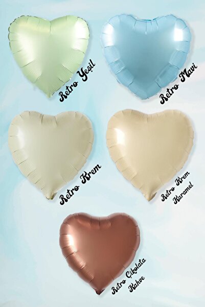 PEKSHOP Retro Mavi Kalp Folyo Balon 18inç 45cm Retro Renk Balon