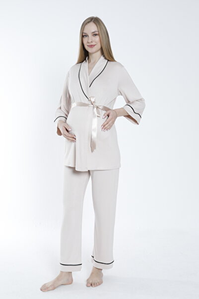 Miss Dünya Lissa Σετ πιτζάμες εγκυμοσύνης και εγκυμοσύνης με μπροστινή γραβάτ...