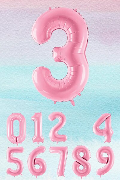 PEKSHOP Pembe Rakam Balonlar 75cm Dev Uçan Sayı Balon