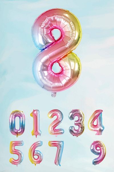 PEKSHOP Rainbow Number Foil Balloon Mermaid Theme Number Balloon 75cm