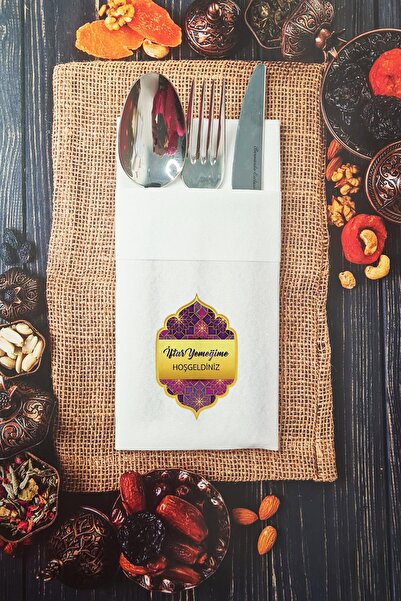 PEKSHOP منديل من القماش المزخرف مرحبًا بكم في عشاء إفطار رمضان منديل جيب 6 قطع