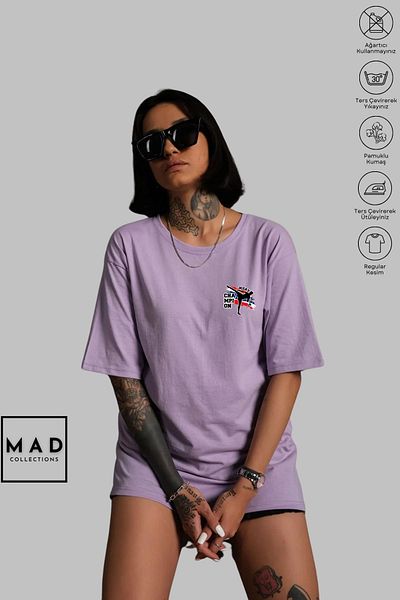 MAD COLLECTİON MAD COLLECTION Unisex Oversize Crew λαιμόκοψη βαμβακερό Muay Thai εμπριμέ κοντομάνικο μπλουζάκι