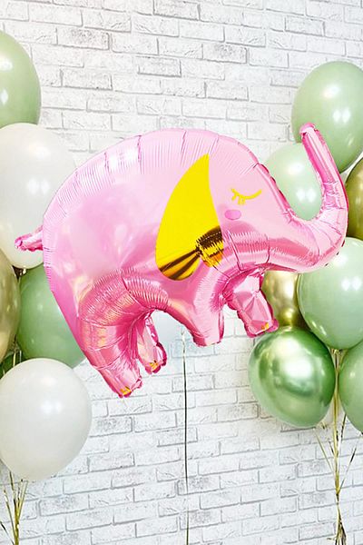 PEKSHOP Elephant Foil Balloon Gold Detailed PINK Elephant Balloon 65cm