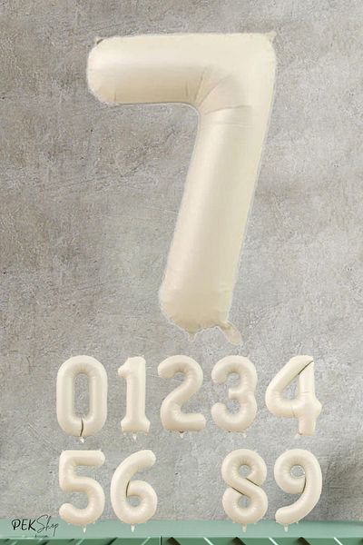 PEKSHOP Cream Color Number Foil Balloon