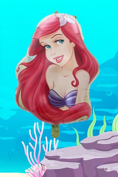 PEKSHOP بالون رأس حورية البحر من رقائق الفويل بالون رأس حورية البحر الجميل