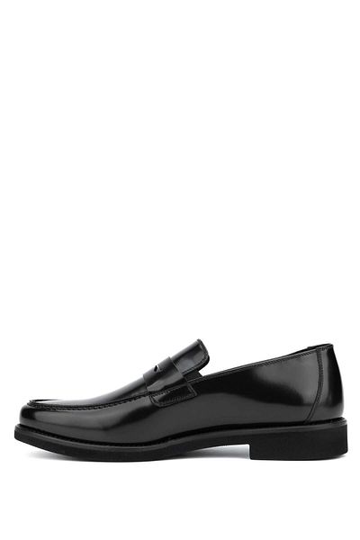ROSSI Men's Genuine Leather Black Loafer Shoes