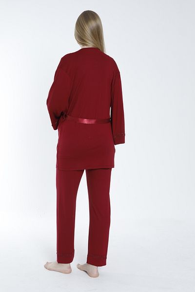 Miss Dünya Lissa Maternity and Maternity Pajamas Set with Lace Detail and Dressing Gown