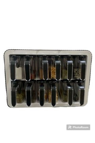 EbruHome 12-Piece Spice Bowl Set with Self-Adhesive Stand and Spoon and Lid