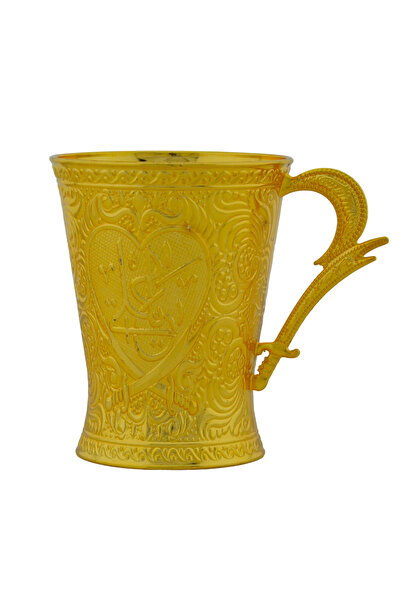 BUSEM Zamak 6 Adet Dekoratif Altın Renk Desenli Bardak (6.5cmx8.5cm)