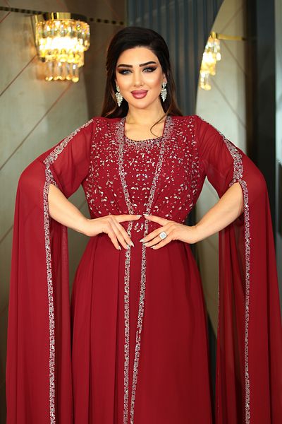 ZENABİYEM Zena Fashion Above 6 Dresses Abaya Bead Print Evening Dress Kaftan