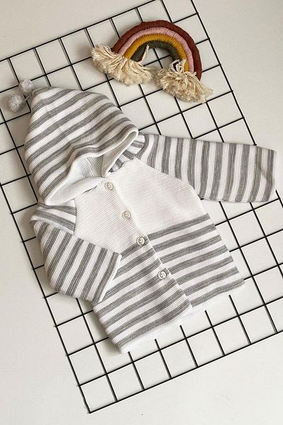 BEBECİBURADA Knitwear Striped Baby Cardigan