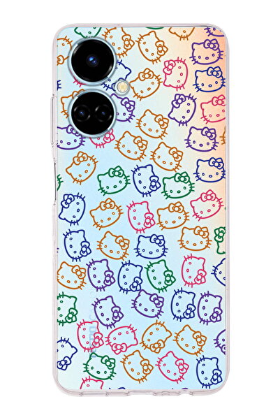 PrintiFy Tecno Camon 19 Uyumlu Kamera Korumalı Hello Kitty Tasarımlı Şeffaf Silikon Kılıf