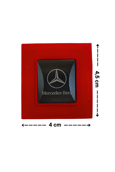 Megas Etiket Dikilebilir - Mercedes Benz Kare Metalli Kauçuk Arma