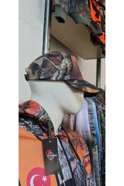 HT Outdoor نموذج قبعة سوفتجيل منقوشة على شكل شجرة مع شريط فيلكرو على الظهر