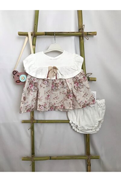 Babexi Kız Bebek Çiçekli Elbise Modeli %100 Pamuk Bolerolu Kız Bebek Elbise F...