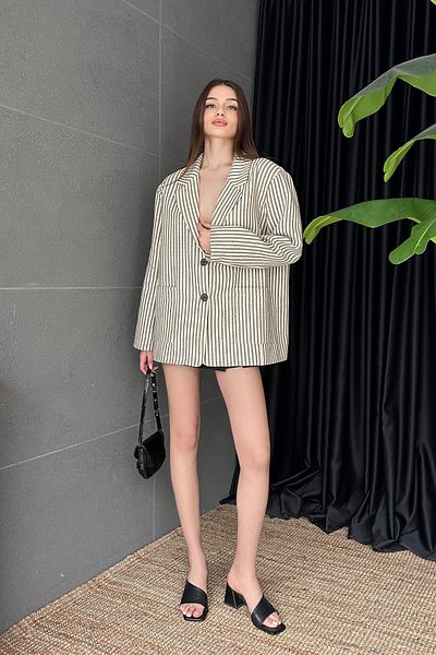 PANCAARTE Striped Linen Jacket