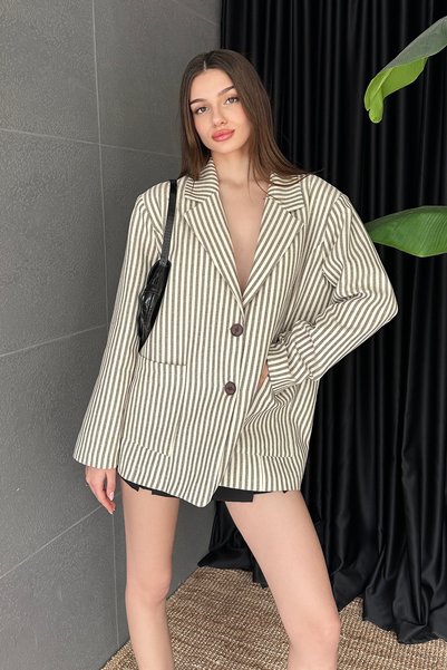 PANCAARTE Striped Linen Jacket