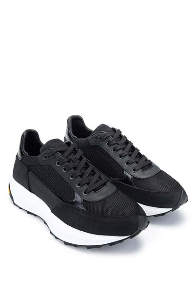 Tamer Tanca Genuine Leather Men's Black Sneakers - Sports Shoes
