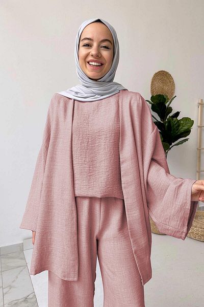 Ka Hijab Triple Linen Set - Dried Rose
