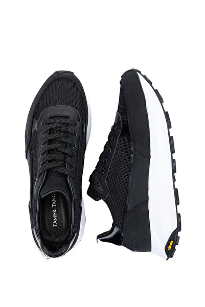 Tamer Tanca Erkek Hakiki Deri Siyah Sneakers & Spor Ayakkabı