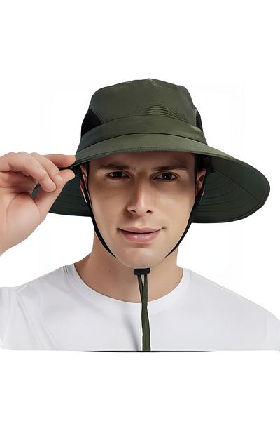 Trenderrs Καλοκαιρινό Unisex Φαρδύ γείσο Maxi Διχτυωτό Πτυσσόμενο Καπέλο Safari Outdoor Beach