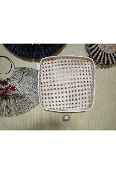 KANCAEV Tepsi,bambu Kare Dekoratif El Yapımı ,büyük, 50*50 Cm.