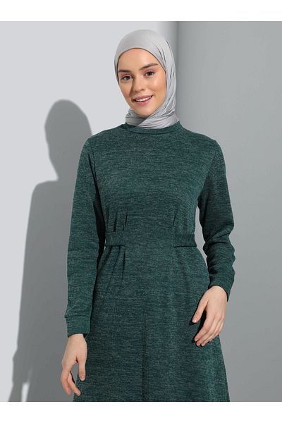 Benin Hijab-Kleid mit Taillenschnürung – Smaragdgrün – Benin