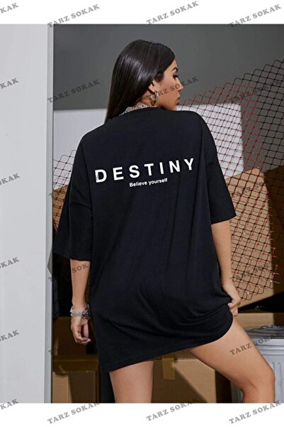 Tarzsokak Tricou de damă din bumbac pieptănat, supradimensionat, cu imprimeu ...