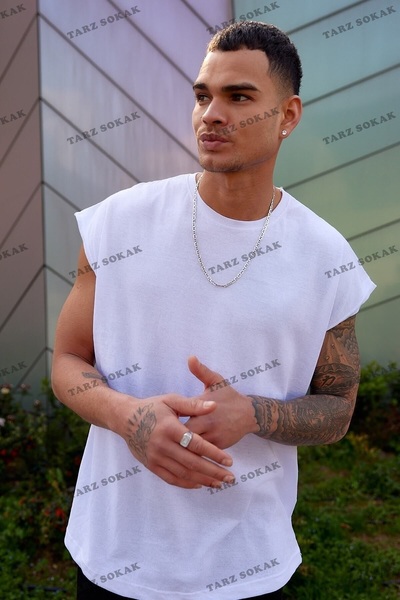 Tarzsokak Unisex Gri Basketballer Zero Sleeve Crew Neck Oversize Casual Basic...