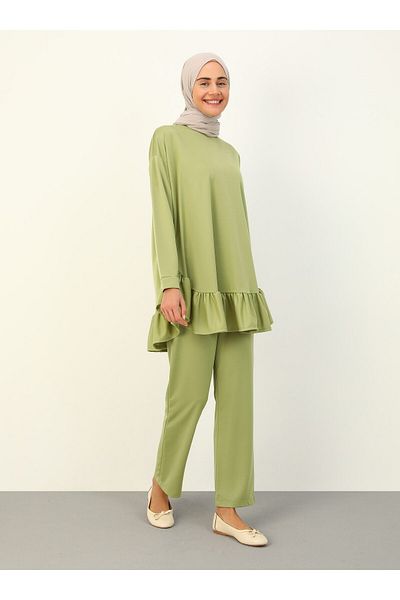 Benin Skirt Flounce Double Set - Oil Green - Benin