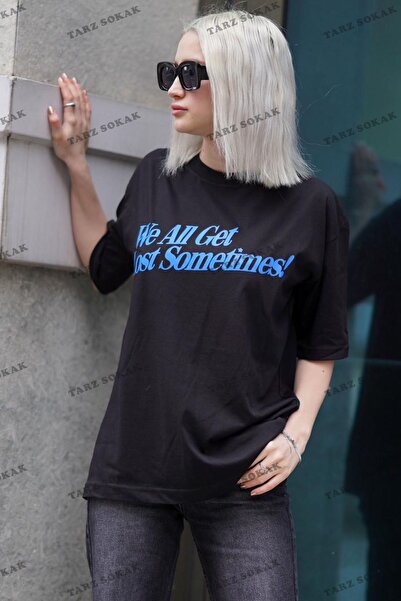 Tarzsokak Μπλουζάκι MoonLife με μαύρο στάμπα σε μεγάλο μέγεθος