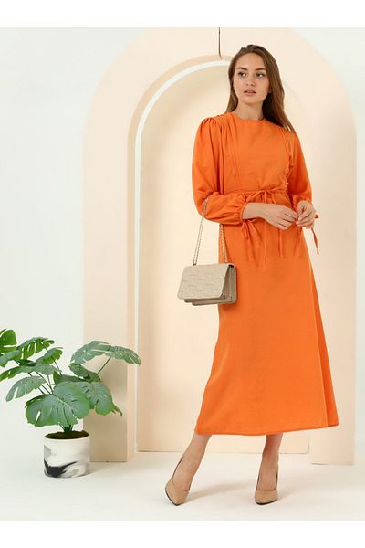 Bwest Solid Color Dress - Orange - Bwest