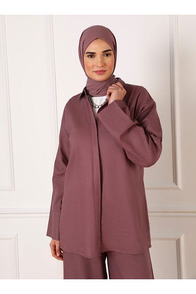 Refka Linen Tunic & Trousers Double Set - Vintage Purple - Refka