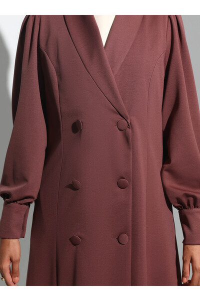 Refka Double Breasted Closure Balloon Sleeve Cap - Cappuccino - Refka