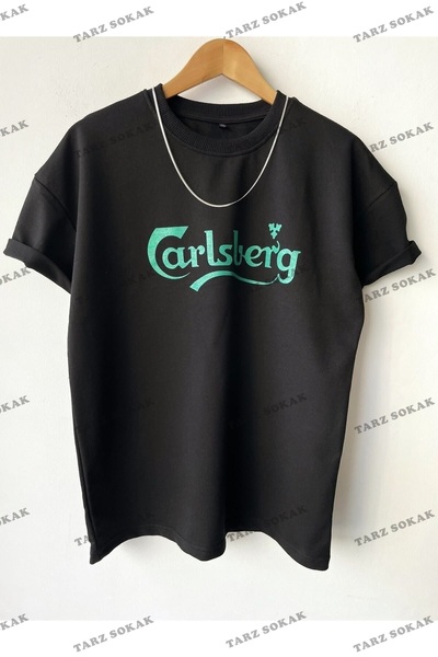 Tarzsokak Erkek Oversize Calsberg Baskılı Bisiklet Yaka