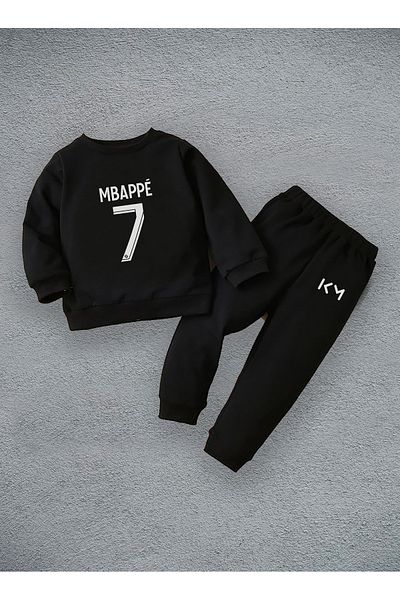 Darkia Kylian Mbappe 2 Thread Printed Children's Crew Neck Sweathisrt Tracksuit Set